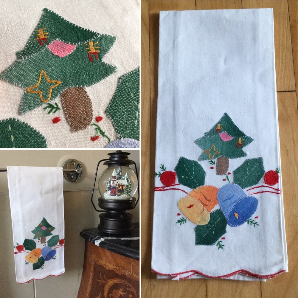 Vintage Handmade Christmas Hand Towel